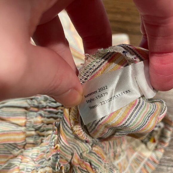 NWT Marine Layer Sz S Smocked Mini Skirt Multi Stripe Pull On Lyocell Linen - Picture 9 of 9